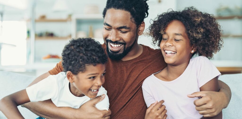 father with two children