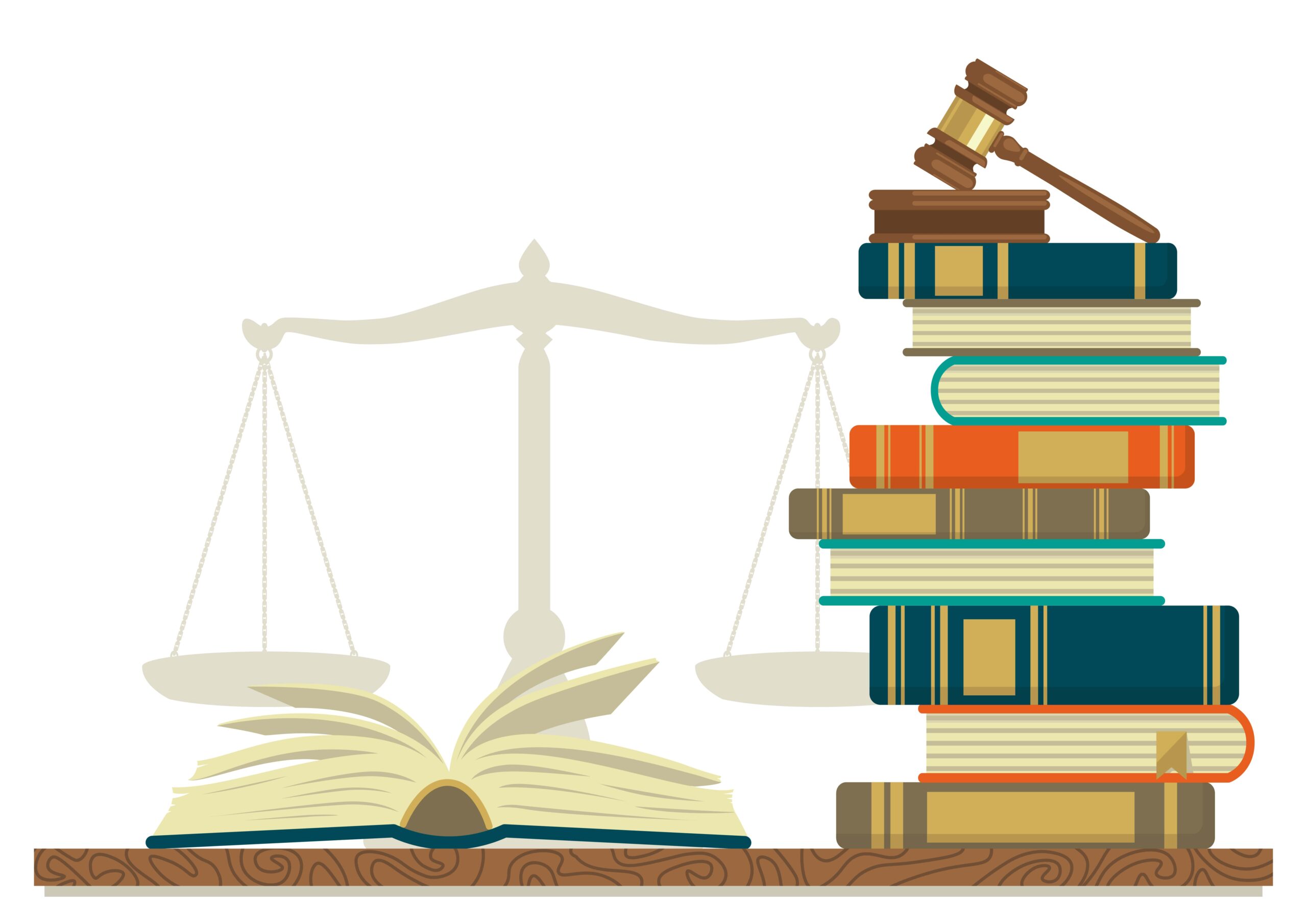 illustration – Law Books, Gavel, Scales of Justice